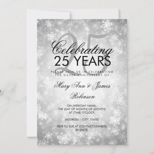 25e trouwjubileum Winter Wonderland Zilver Kaart (Voorkant)