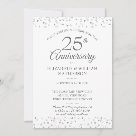 25e trouwjubileum Zilveren liefdesharten Kaart (Voorkant)