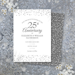 25e trouwjubileum Zilveren liefdesharten  Save The Date