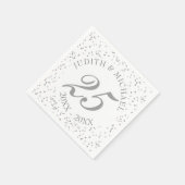 25e trouwjubileum Zilveren Stardust Confetti Servetten (Hoek)