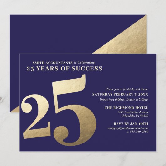 25e uitnodiging tot het indienen van zakelijke Jub (Voorkant / Achterkant)