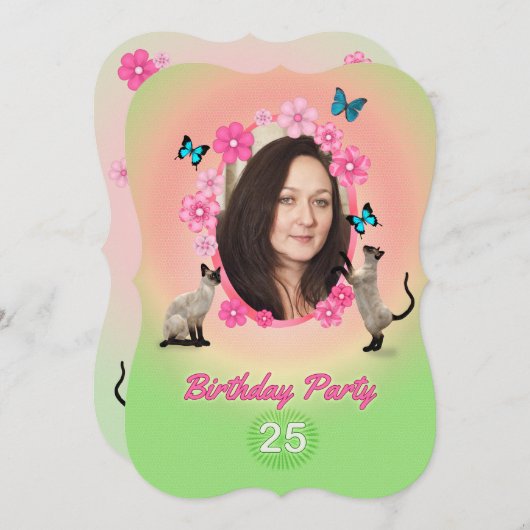 25e uitnodiging van de Birthday Party (Voorkant / Achterkant)