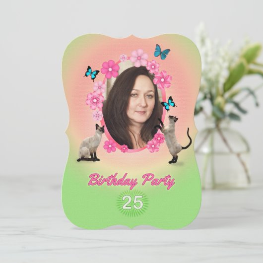 25e uitnodiging van de Birthday Party (Staand voorkant)