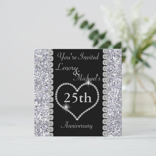 25e uitnodiging van de partij SILVER-Jubileum (Staand voorkant)