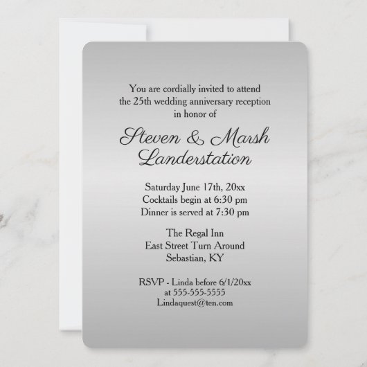 25e uitnodiging voor een Jubileum voor weddenschap (Achterkant)