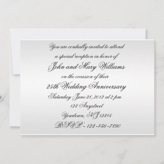 25e uitnodiging voor een Jubileum voor weddenschap (Achterkant)