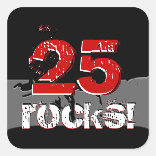 25e verjaardag - 25 raketten! Grunge Red en Black Vierkante Sticker