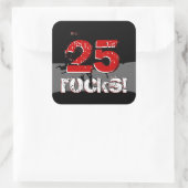 25e verjaardag - 25 Rocks! Grunge Rood en Zwart Vierkante Sticker (Tas)