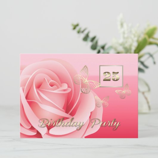 25e verjaardag Aangepaste uitnodigingen (Staand voorkant)