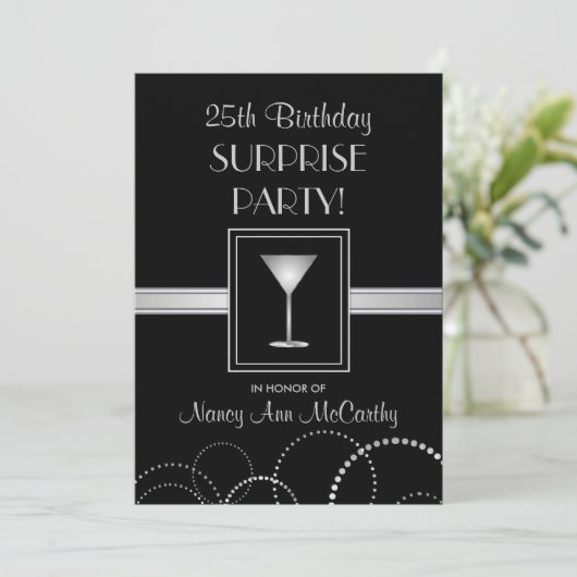 25e verjaardag Aangepaste uitnodigingen voor Enter (Staand voorkant)