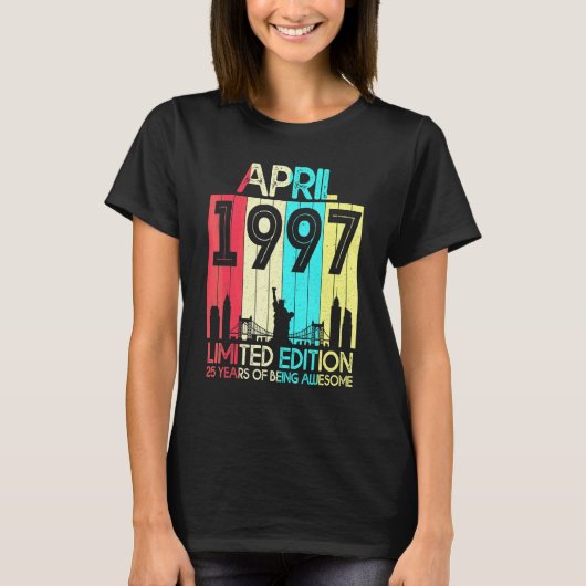 25e verjaardag april 1997  25 jaar oud t-shirt (Voorkant)
