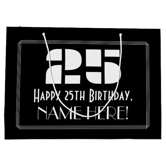 25e verjaardag ~ Art Deco geïnspireerd look "25" + Groot Cadeauzakje (Achterkant)