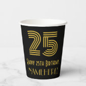 25e verjaardag: Art Deco Geïnspireerde look "25" e Papieren Bekers (Achterkant)