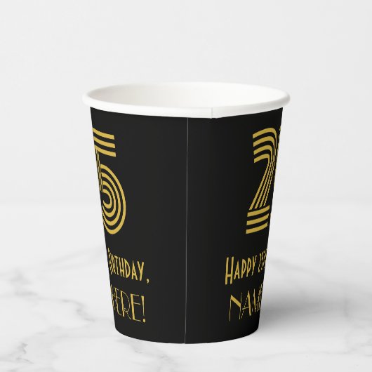 25e verjaardag: Art Deco Geïnspireerde look "25" e Papieren Bekers (Rechts)