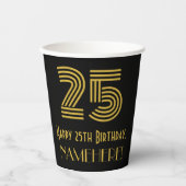 25e verjaardag: Art Deco Geïnspireerde look "25" e Papieren Bekers (Voorkant)