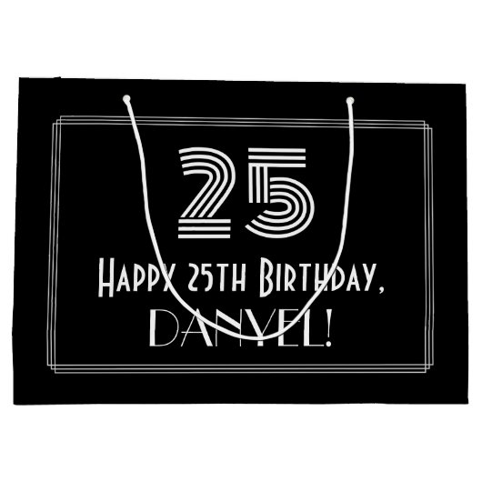 25e verjaardag — Art Deco Geïnspireerde look "25"  Groot Cadeauzakje (Achterkant)