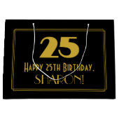 25e verjaardag — Art Deco Geïnspireerde look "25"  Groot Cadeauzakje (Voorkant)