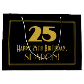 25e verjaardag — Art Deco Geïnspireerde look "25" Groot Cadeauzakje (Achterkant)