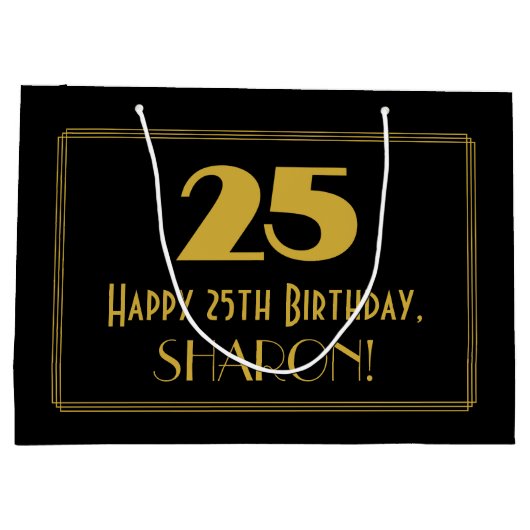 25e verjaardag — Art Deco Geïnspireerde look "25"  Groot Cadeauzakje (Achterkant)