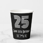 25e verjaardag — Art Deco Geïnspireerde look "25"  Papieren Bekers (Achterkant)