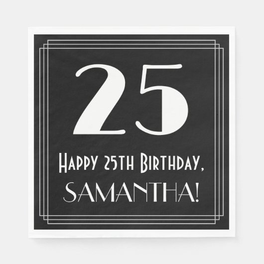25e verjaardag ~ Art Deco Geïnspireerde look "25", Servet (Voorkant)