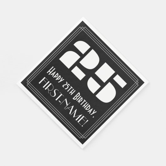 25e verjaardag: Art Deco Geïnspireerde look "25" + Servet (Hoek)
