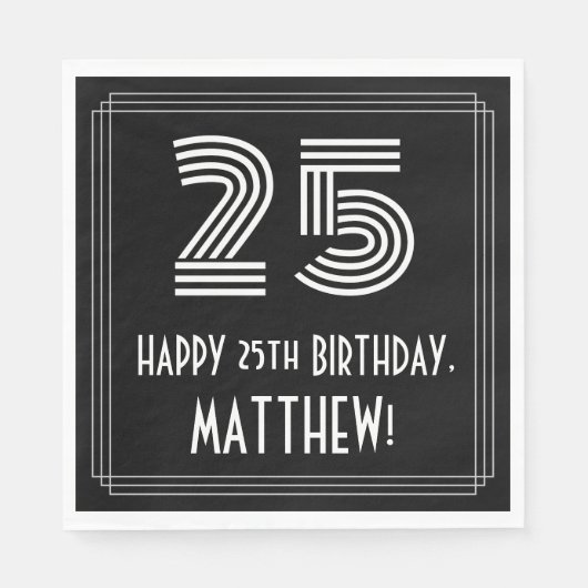 25e verjaardag: Art Deco Geïnspireerde look "25" + Servet (Voorkant)