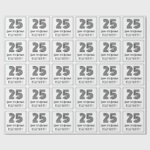 25e verjaardag: Art Deco geïnspireerde stijl "25"  Cadeaupapier