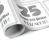 25e verjaardag: Art Deco geïnspireerde stijl "25"  Cadeaupapier (Rol Hoek)