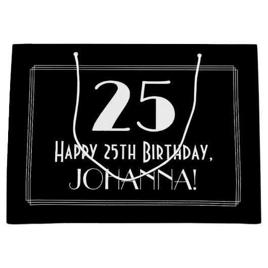 25e verjaardag: Art Deco geïnspireerde stijl "25", Groot Cadeauzakje (Voorkant)