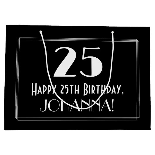 25e verjaardag: Art Deco geïnspireerde stijl "25", Groot Cadeauzakje (Achterkant)