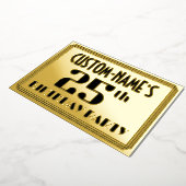 25e verjaardag: Art Deco Kijk "25" en naam Folie Uitnodiging (Gedraaid)