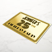 25e verjaardag — Art Deco Style "25" en naam Folie Uitnodiging (Gedraaid)