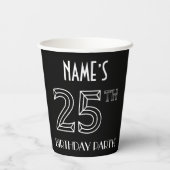 25e verjaardag: Art Deco Style + aangepaste naam Papieren Bekers (Achterkant)