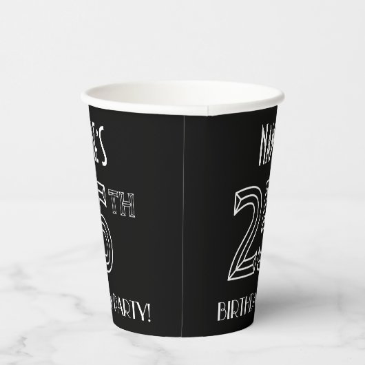 25e verjaardag: Art Deco Style + aangepaste naam Papieren Bekers (Rechts)