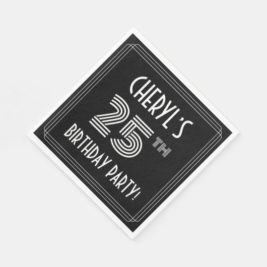 25e verjaardag: Art Deco Style + aangepaste naam Servet (Hoek)