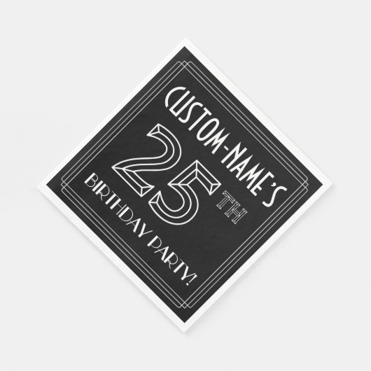 25e verjaardag: Art Deco Style + aangepaste naam Servet (Hoek)