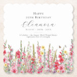 25e Verjaardag Augustus Geboortemaand Bloem Custom Kartonnen Onderzetters<br><div class="desc">Perfecte tafel decor voor een augustus verjaardagsfeestje. Roze gladiool is de geboortebloem voor die maand. Het vormt een  waterverf ondergrens op dit bloemengepersonaliseerde onderzetter. De naam,  leeftijd en geboortedatum van de eregast van de verjaardag worden erboven geplaatst met behulp van elegante kalligrafie en typografie. Alle tekst is bewerkbaar.</div>