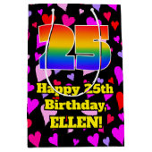 25e verjaardag: Beeldende hartenpatronen, regenboo Medium Cadeauzakje (Voorkant)