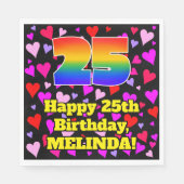 25e verjaardag: Beeldende hartenpatronen, regenboo Servet (Voorkant)