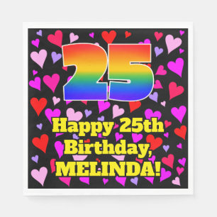 25e verjaardag: Beeldende hartenpatronen, regenboo Servet