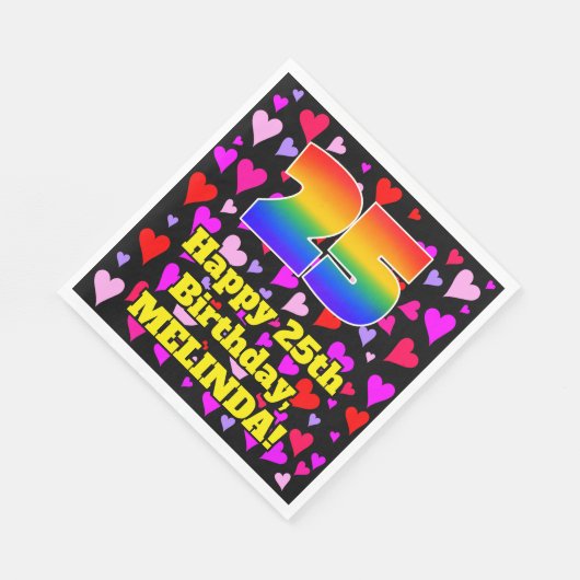 25e verjaardag: Beeldende hartenpatronen, regenboo Servet (Hoek)