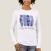 25e Verjaardag Blauw Juli Geboortemaand Bloem Tri-Blend Shirt (Voorkant volledig)