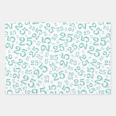 25e verjaardag Blauwgroen & wit nummerpatroon 25 Inpakpapier Vel (Voorkant 2)
