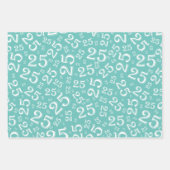 25e verjaardag Blauwgroen & wit nummerpatroon 25 Inpakpapier Vel (Voorkant)