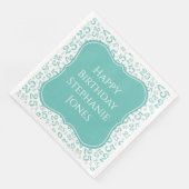 25e verjaardag Blauwgroen/witte beugel nummerpatro Servet (Hoek)