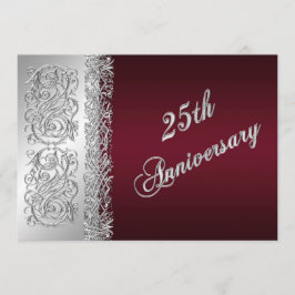 25e verjaardag Bourgondië, Zilveren Scrolls Invite Kaart
