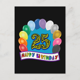 25e verjaardag cadeaus met diverse ballonnen Desig Briefkaart