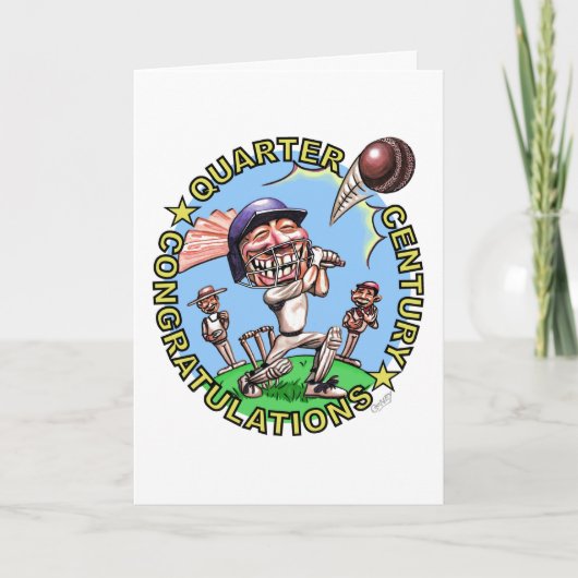 25e verjaardag cricket Kaart (Voorkant)