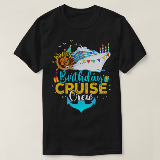 25e verjaardag Cruise Crew T-shirt (Design voorkant)